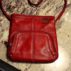 Tignanello Cherry Red Leather Crossbody Bag